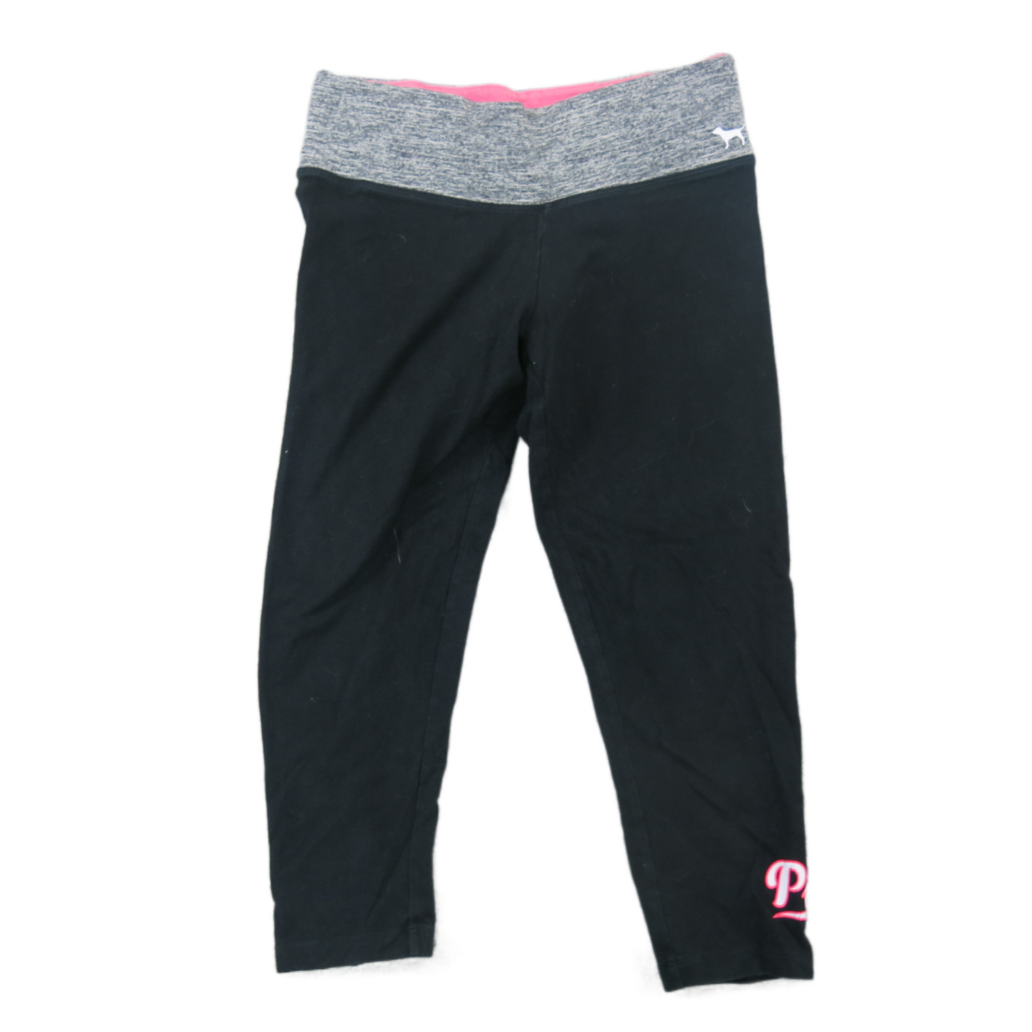 Pink Victoria Women Yoga Capri Legging Low Rise Elastic Waist Black Size X Small