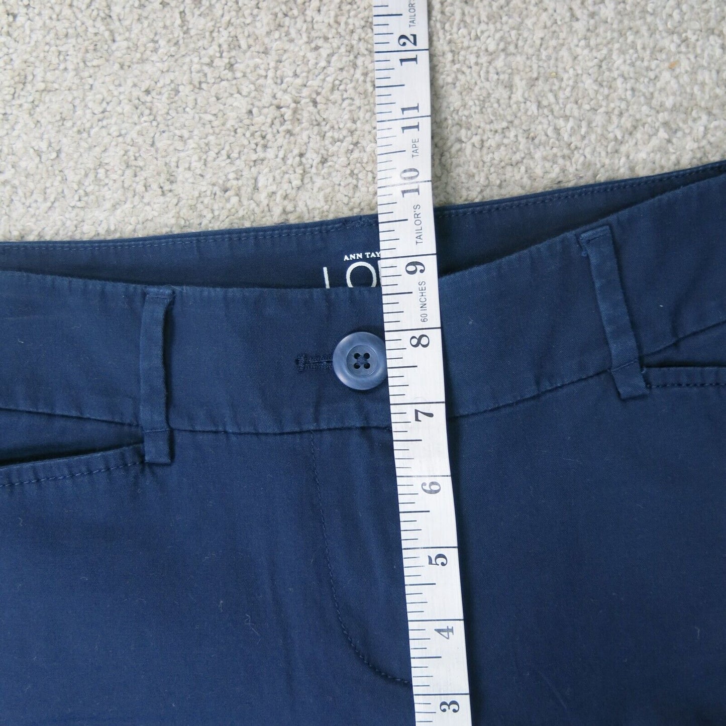 Ann Taylor Loft Womens Pant Original Crop Tapper Leg Mid Rise Pockets Blue SZ 8