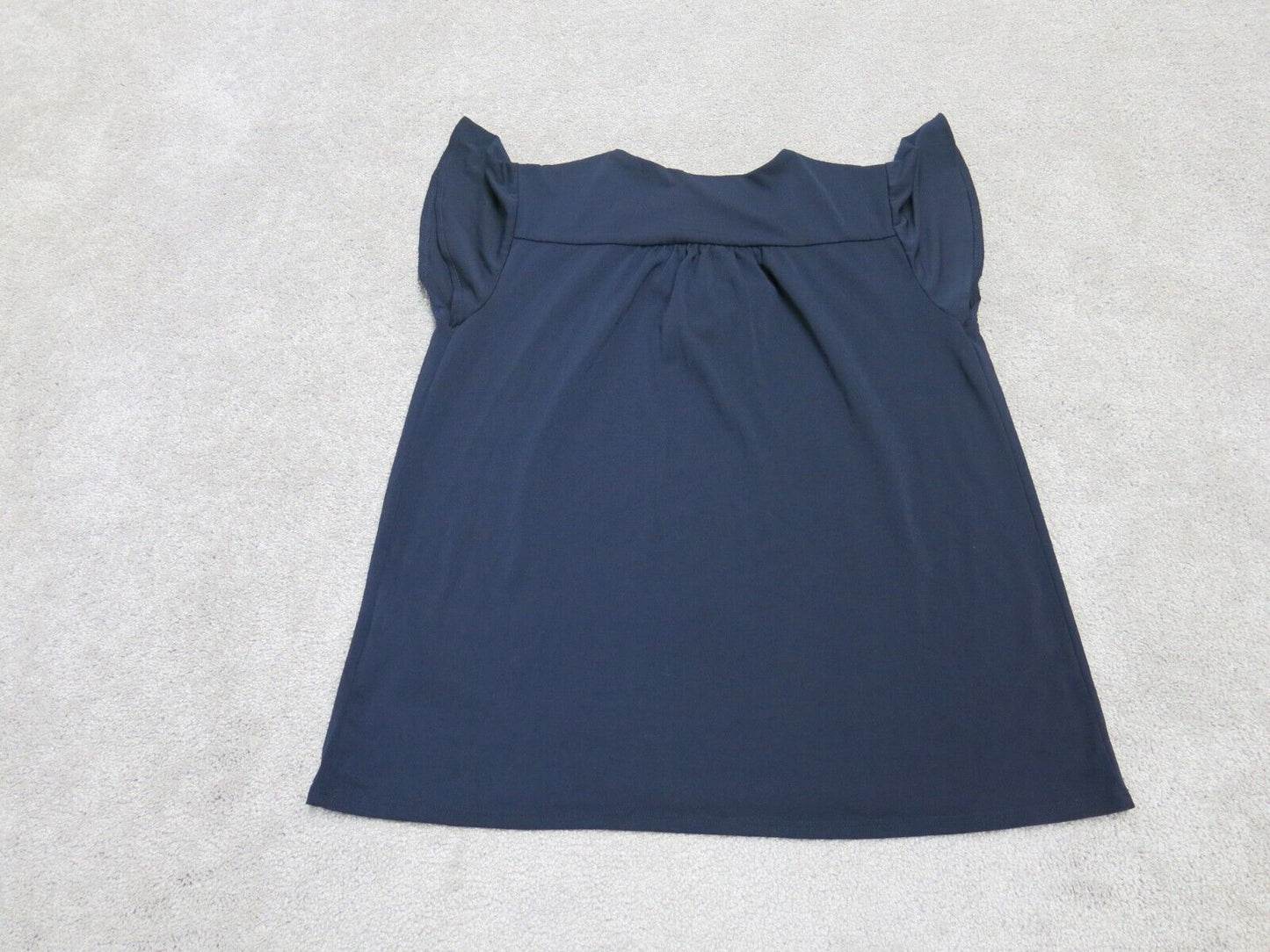 H&M Womens Pullover Blouse Top Short Sleeve Boat Neck Blue Size Small