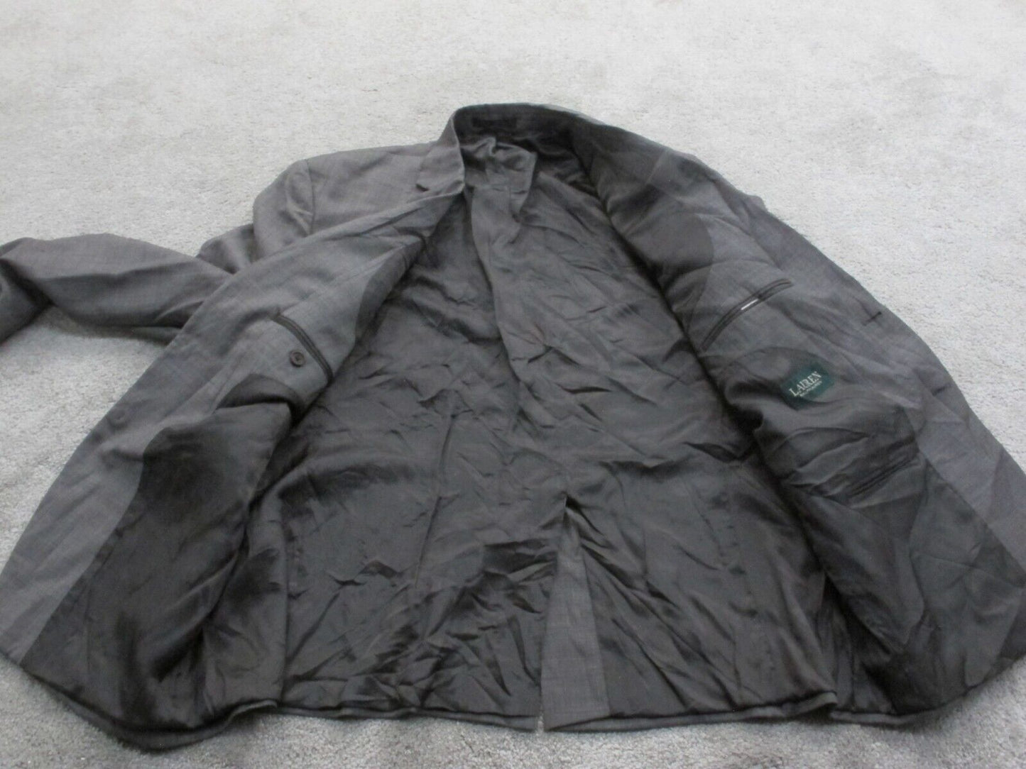 Lauren Ralph Lauren Mens Blazer Coat Single Breasted Long Sleeves Gray Size ?