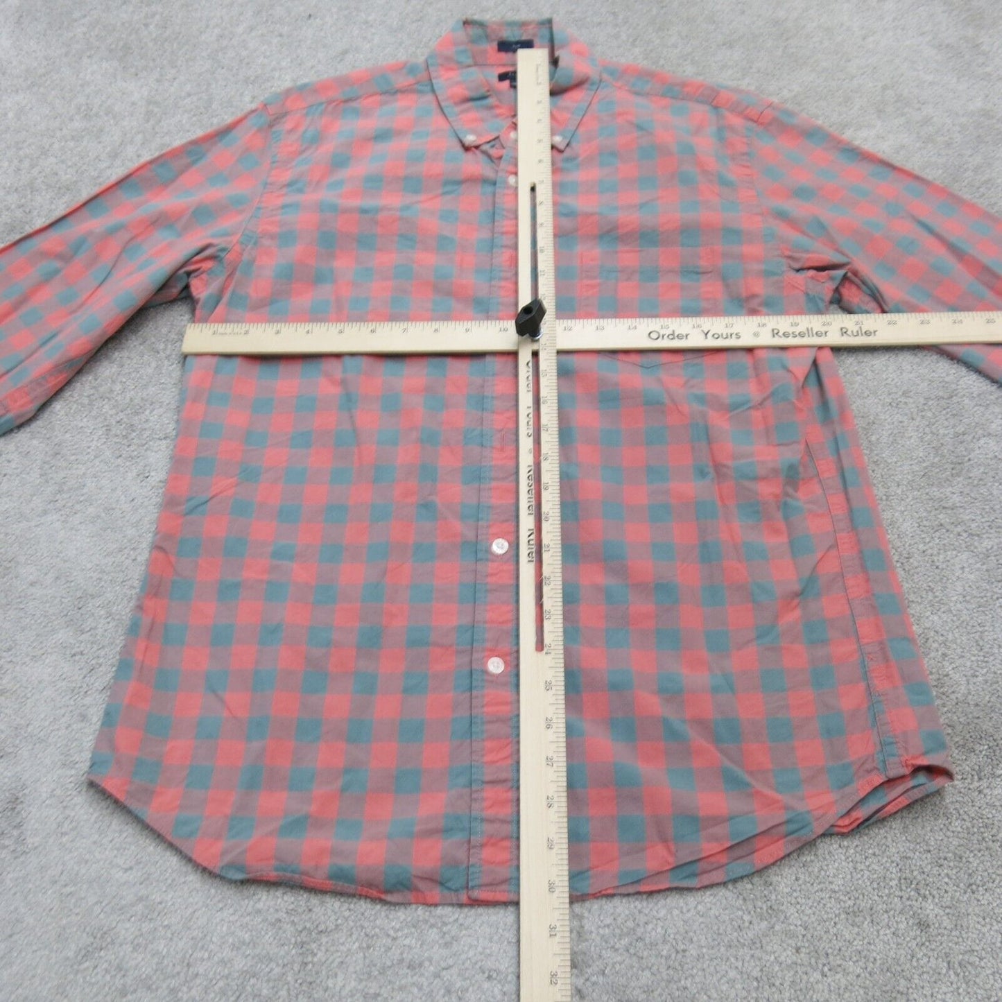 J. Crew Men Button Down Shirt Check Slim Fit Long Sleeves Pink Green Size Large
