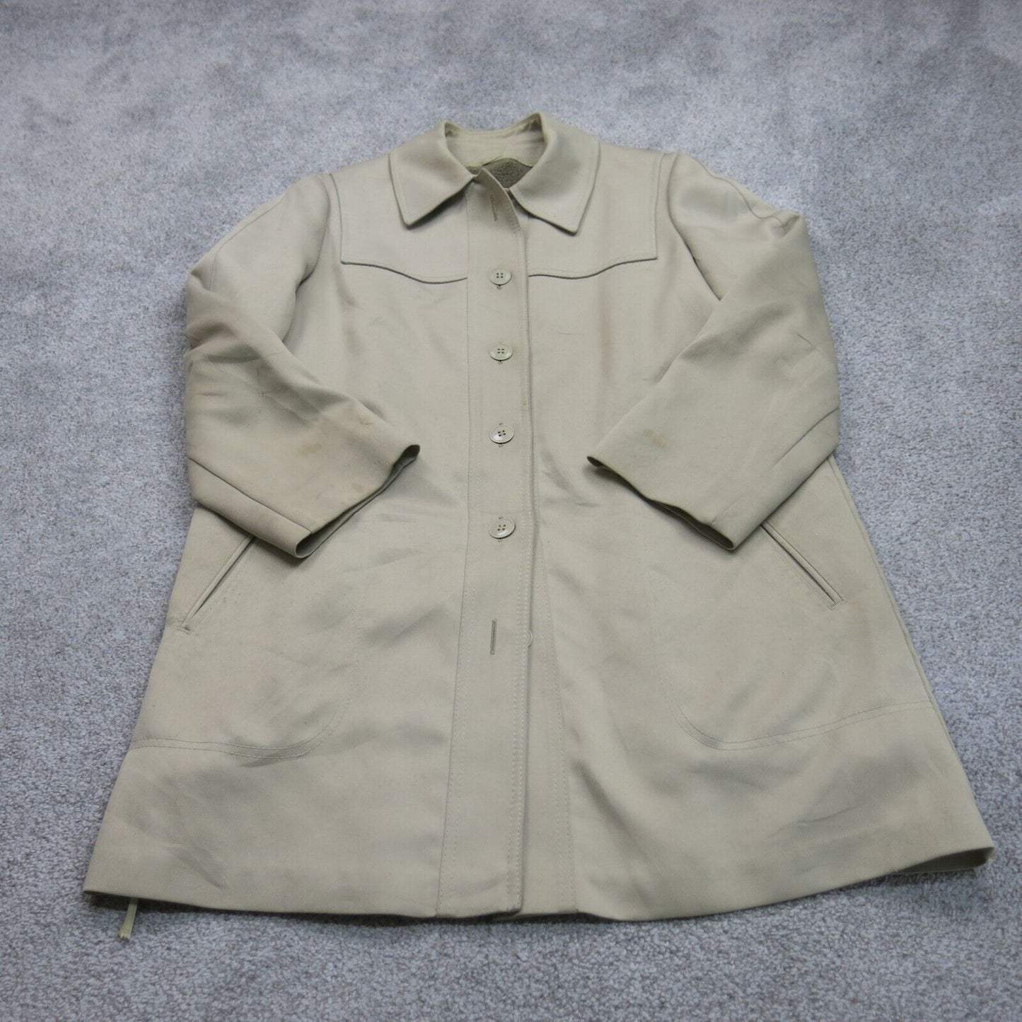 London Fog Women Blazer Coat Jacket Single Breasted Long Sleeve Beige Size 12Reg