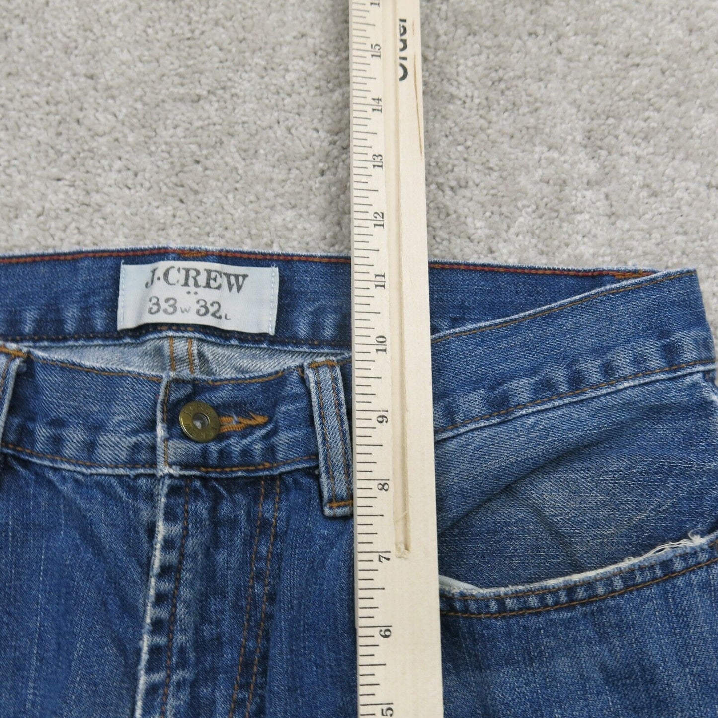 J. Crew Mens Jeans Straight Leg Denim Mid Rise Stretch Pockets Blue Size W33XL32