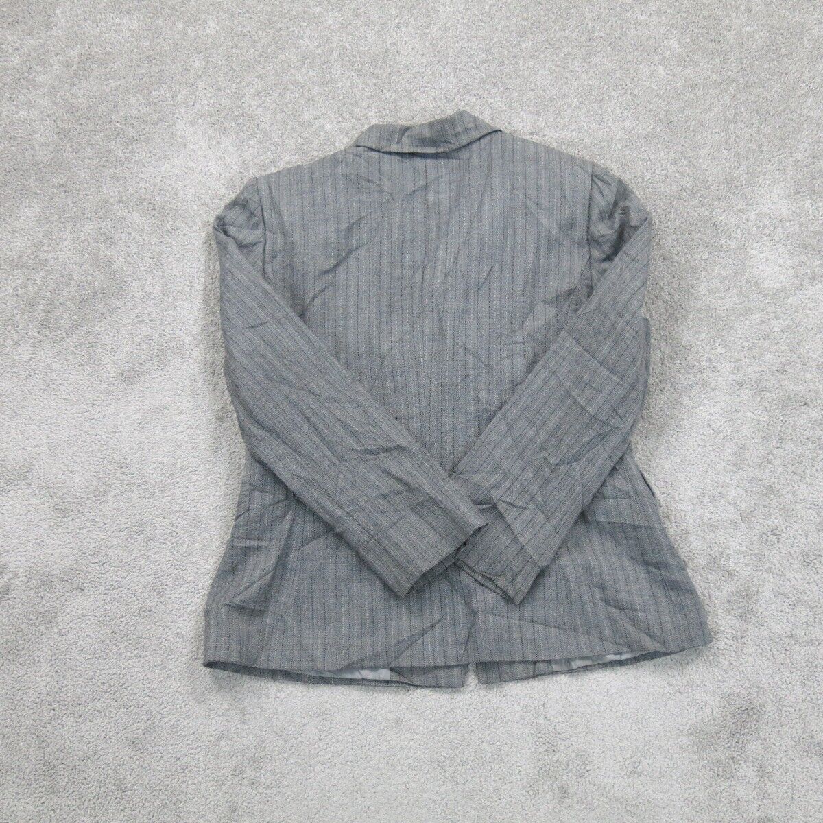 Tahari Womens Blazer Coat Pin Striped Single Breasted Pockets Gray Size 14P