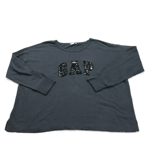 Gap Womens T Shirt Top Crew Neck Long Sleeves Logo Charcoal Black Size XL