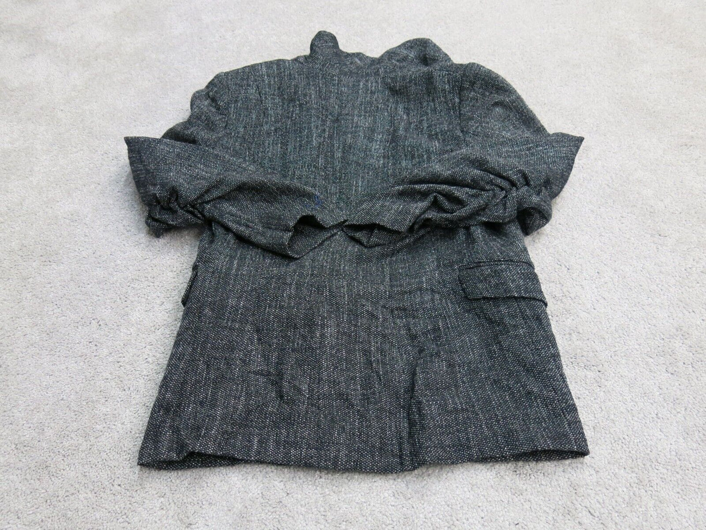 H&M Womens Blazer Coat Stretch Open Front Long Sleeves Pockets Black White SZ 2