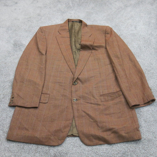 Malonfs Men Blazer Coat Single Breasted 100% Wool Long sleeves Brown Size M