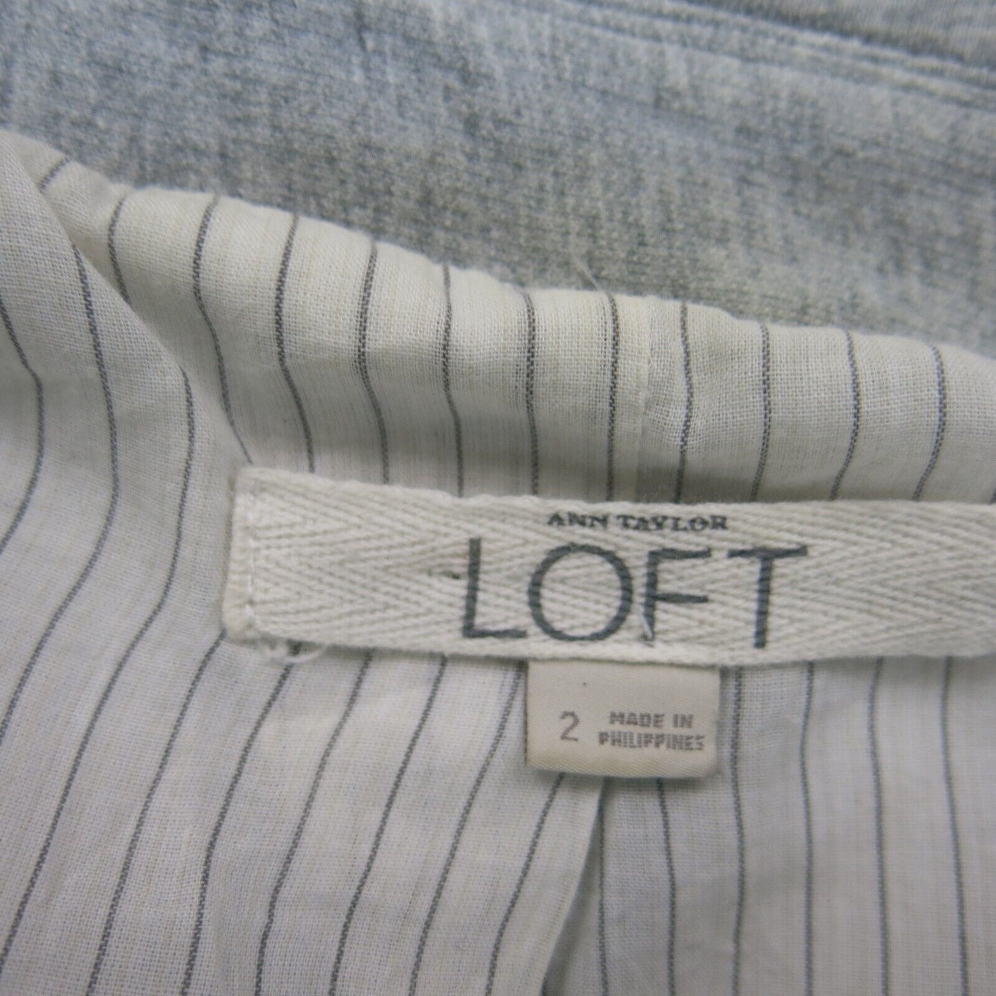 Ann Taylor Loft Womens Blazer Coat Long Sleeve One Button Pockets Gray Size 2