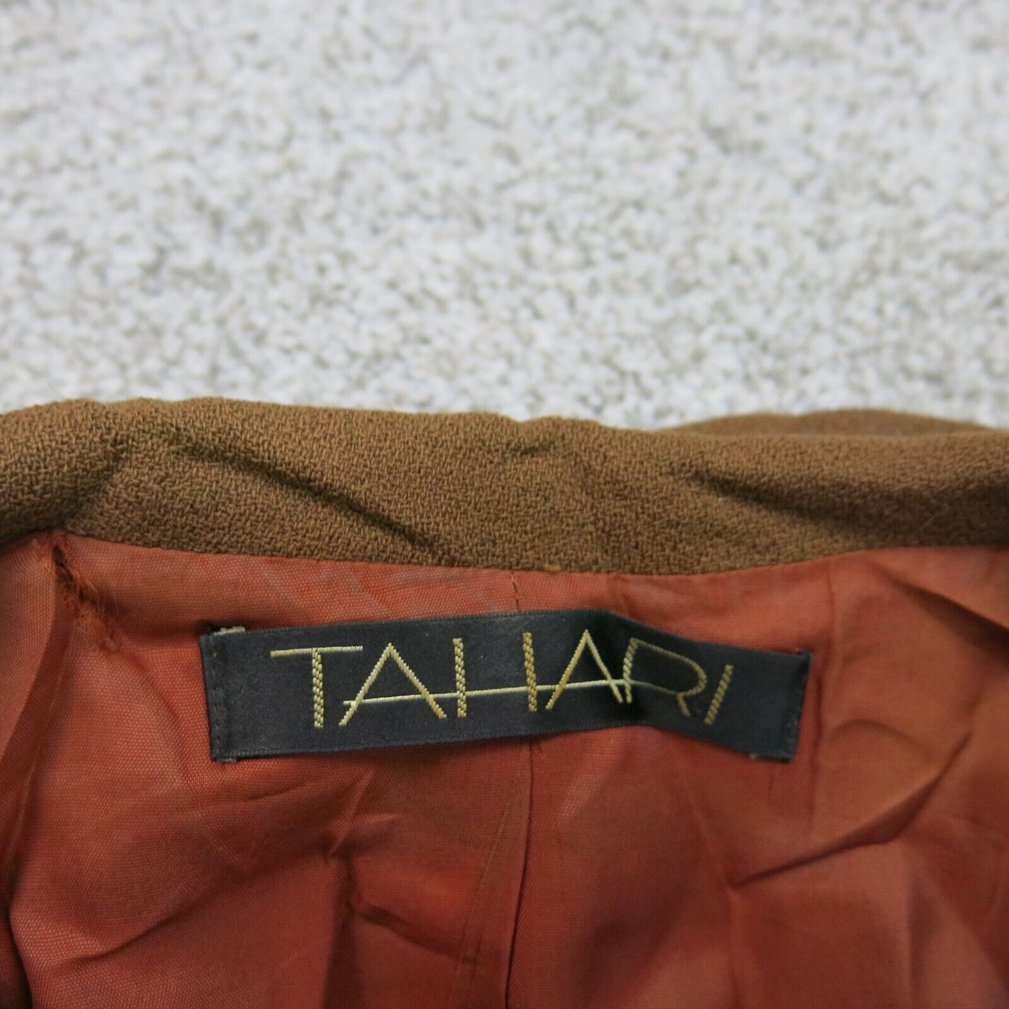 Tahari Womens Trench Coat Button Front Long Sleeve 100% Wool Brown Size 8