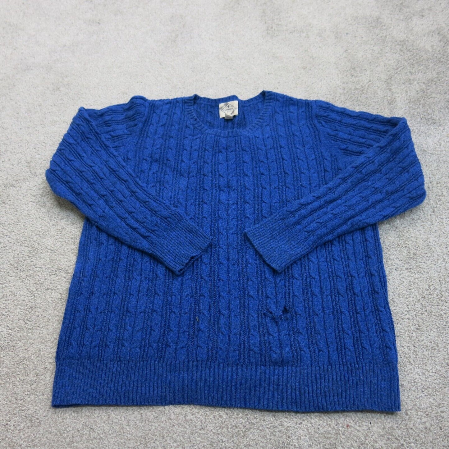 ST Johns Bay Womens Pullover Sweater Knitted Round Neck Cotton Blue Size X Large