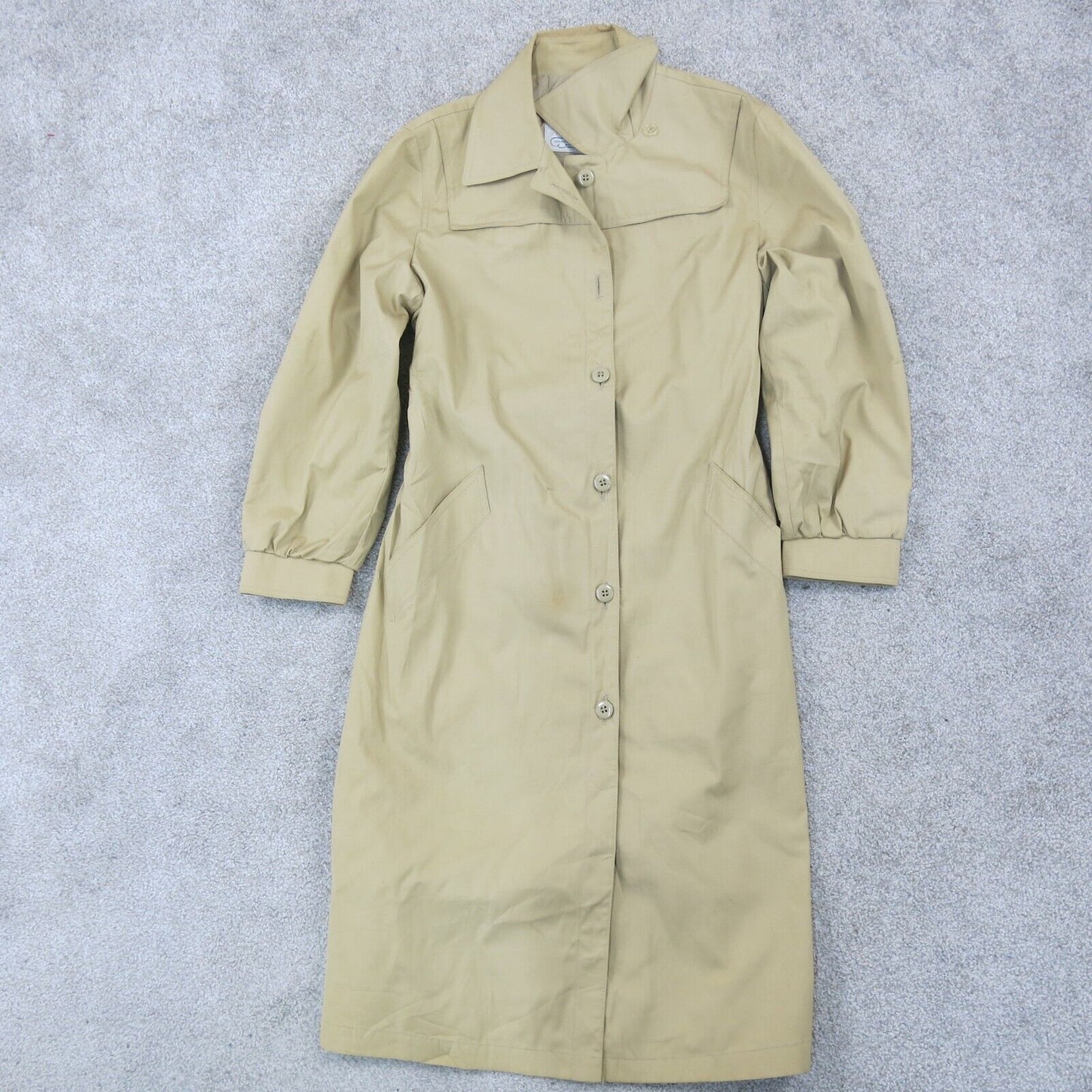 London Fog Womens Trench Coat Long Sleeves Back Tie Waist Beige Size 12P