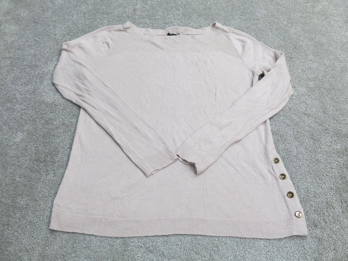 Ann Taylor Womens Pullover Knitted Sweater Long Sleeve Boat Neck Light Pink SZ M