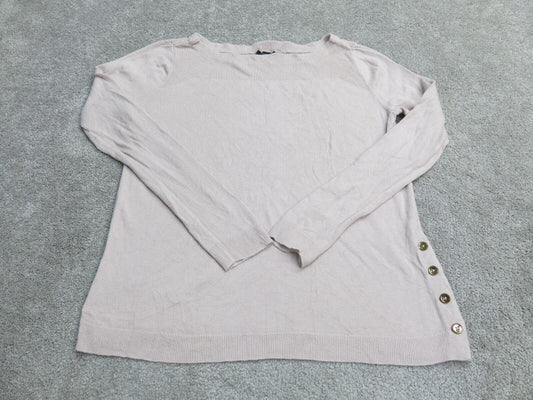 Ann Taylor Womens Pullover Knitted Sweater Long Sleeve Boat Neck Light Pink SZ M