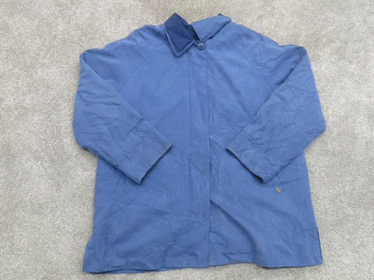 London Fog Womens Blouson Jacket Full Zip Up Zipper Pockets Solid Blue Size XL