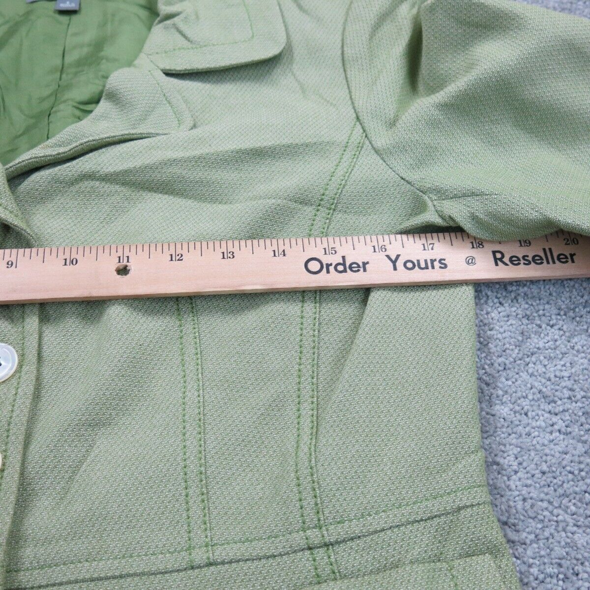 Ann Taylor Women Blazer Coat Single Breasted Long Sleeve Pocket Light Green SZ 8