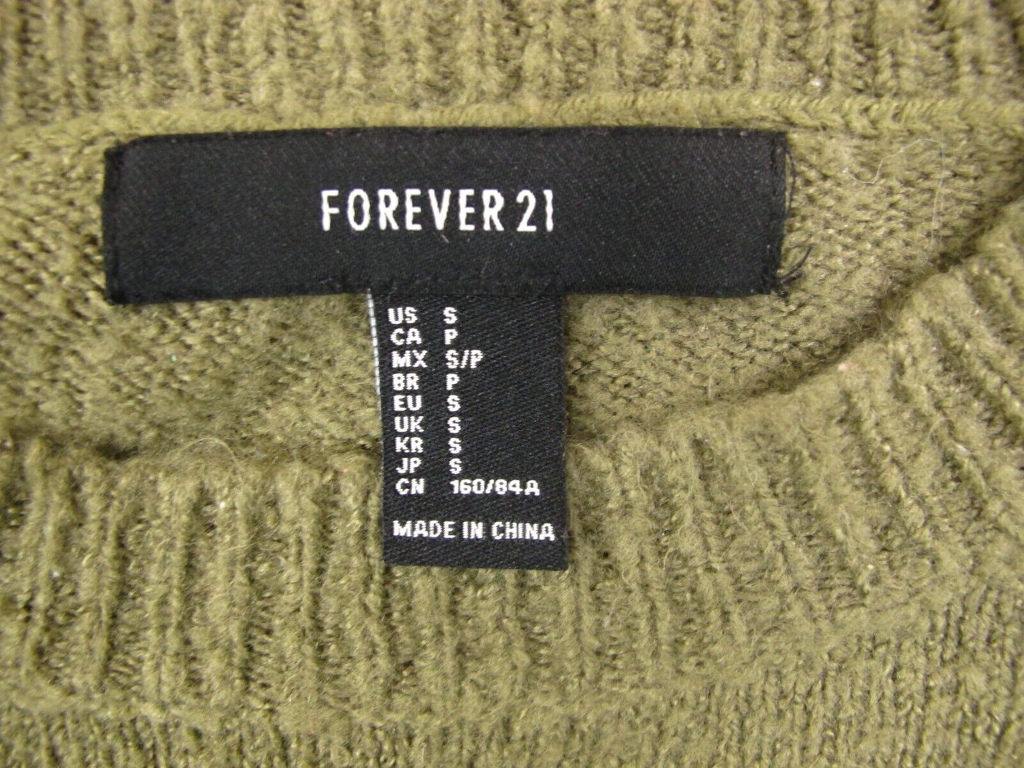 Forever 21 Womens Pullover Knitted Sweater Long Sleeves Olive Green Size Small