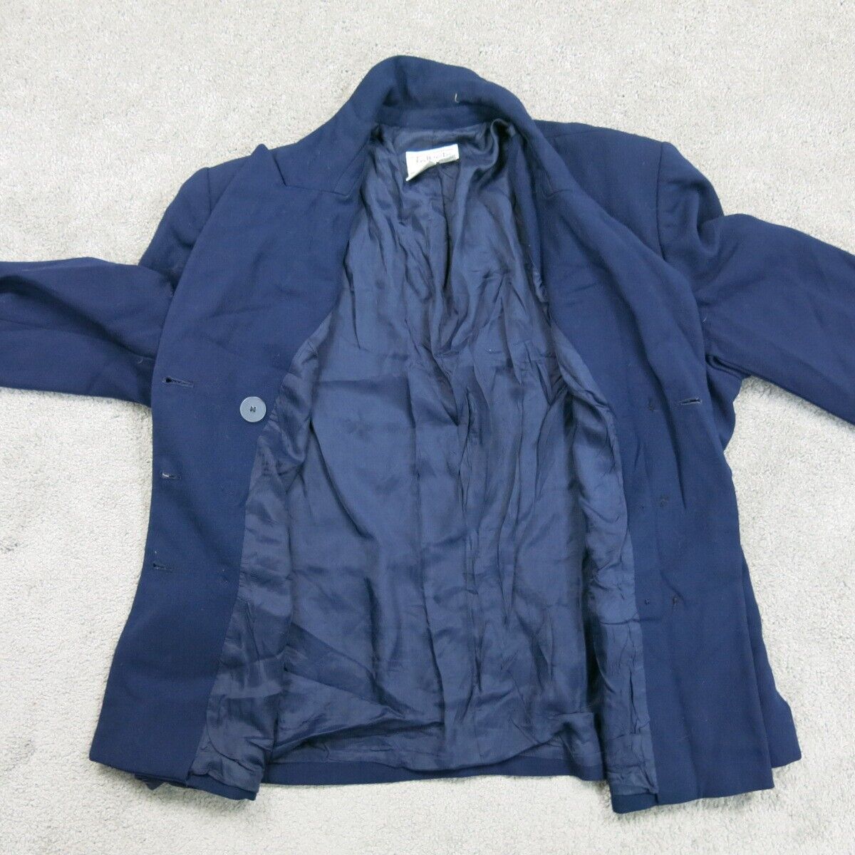Talbots Womens Blazer Coat Half Sleeves Wool Double Breasted Pocket Blue Size 16