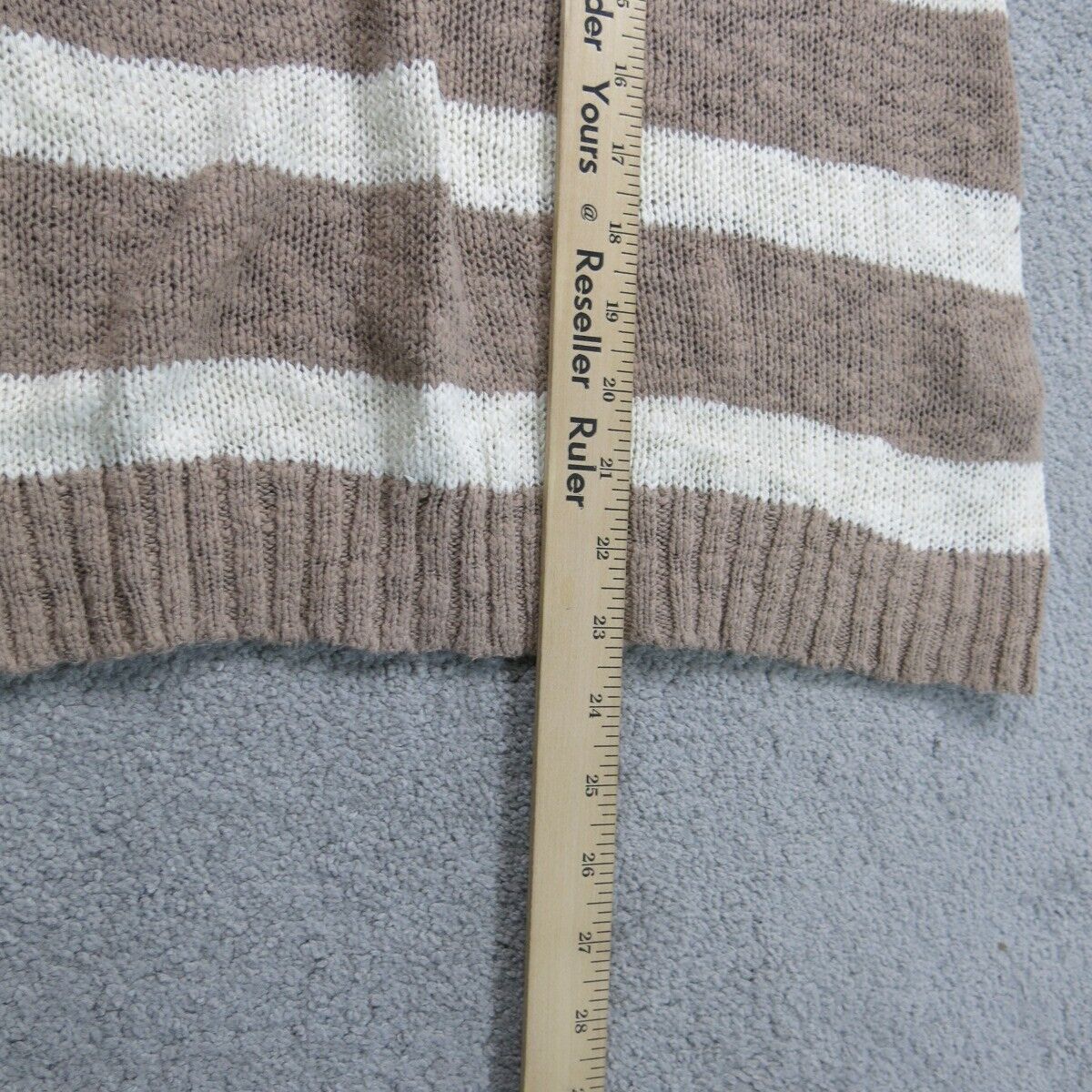 Old Navy Women Pullover Sweater Knitted 3/4 Sleeves Crew Neck Brown White SZ XS