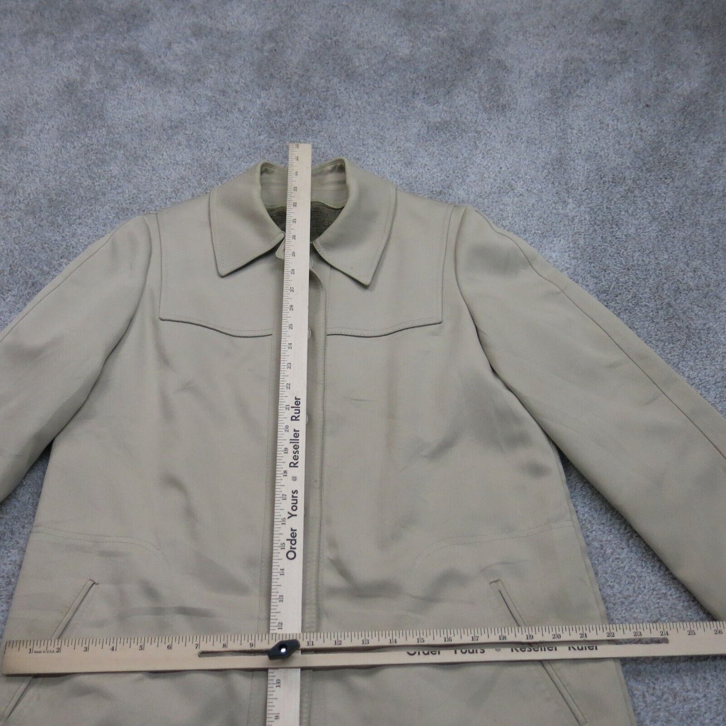 London Fog Women Blazer Coat Jacket Single Breasted Long Sleeve Beige Size 12Reg