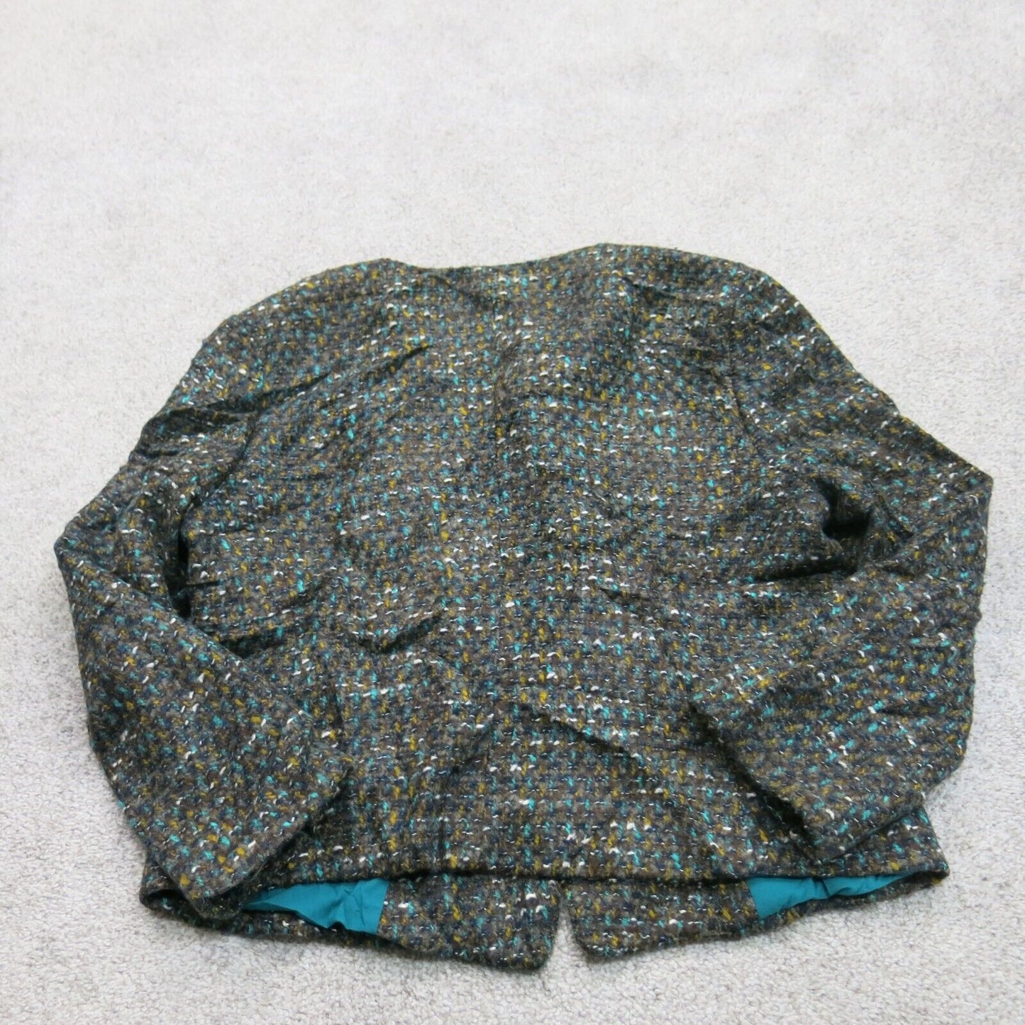 Ann Taylor Womens Tweed Jacket Long Sleeves Front Button Dark Brown Size 14