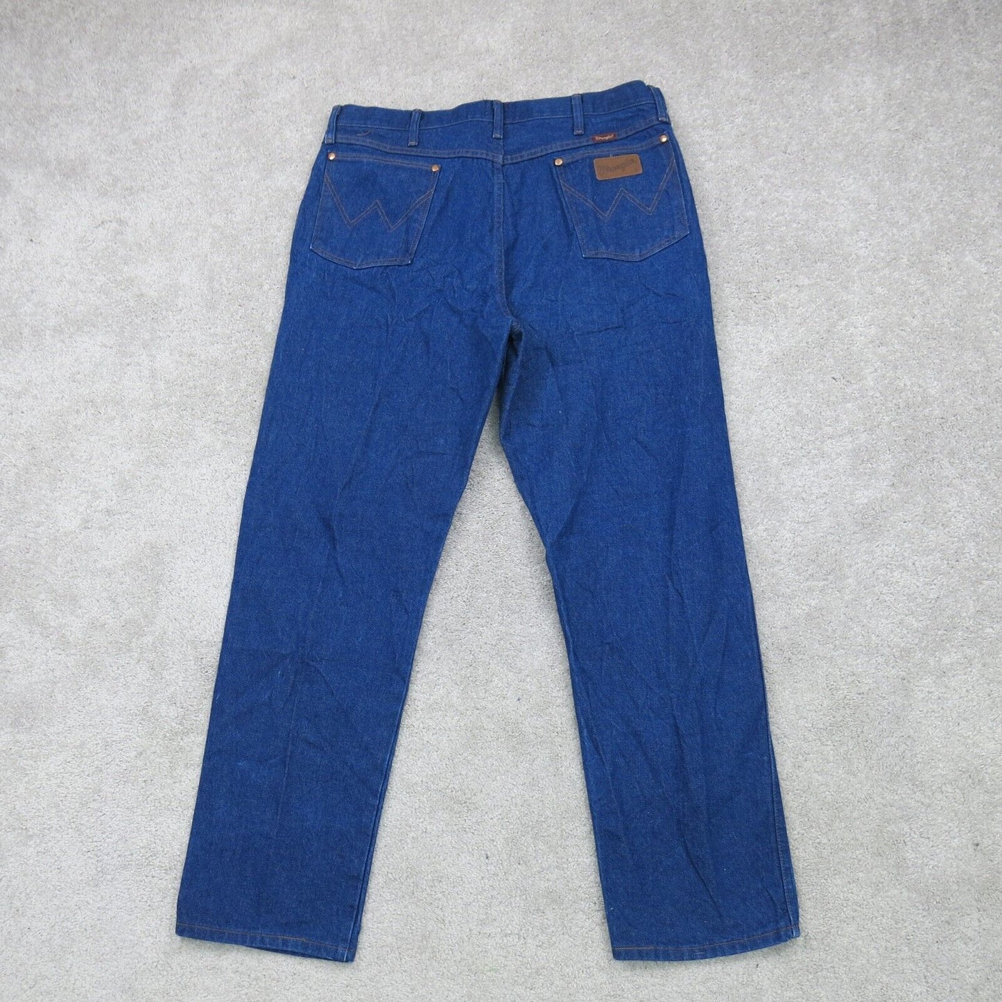 Wrangler Mens Jeans Straight Leg Denim Relaxed Fit Low Rise Blue Size W38XL32