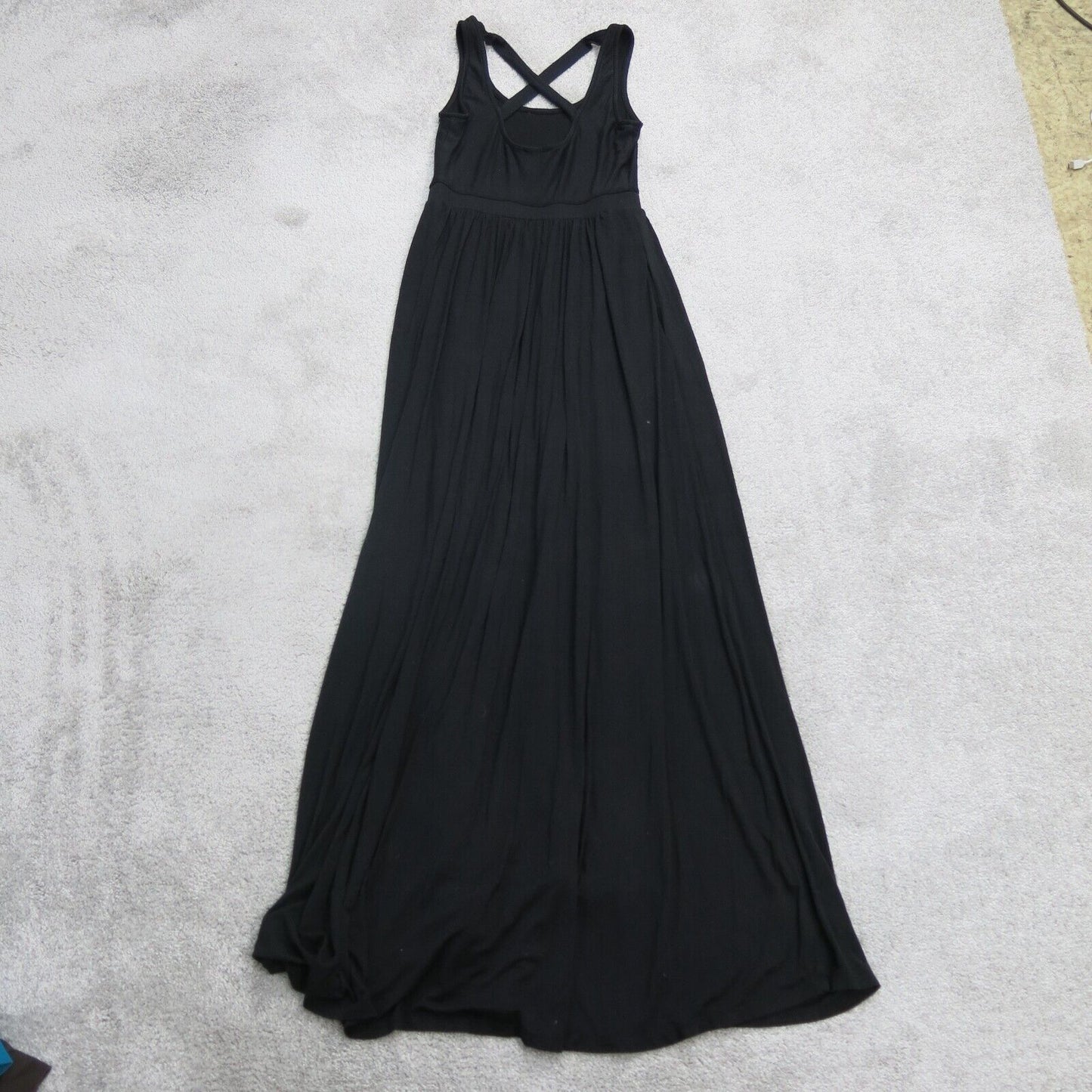 Maeve Womens Pleated A Line Maxi Dress Cross Strap Sleeveless Black SZ XX Small