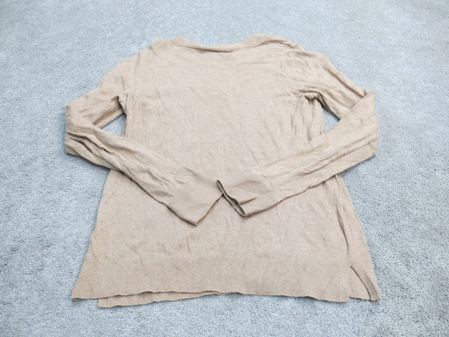 Loft Womens Pullover Sweater Knitted Crew Neck Long Sleeves Beige Size Medium