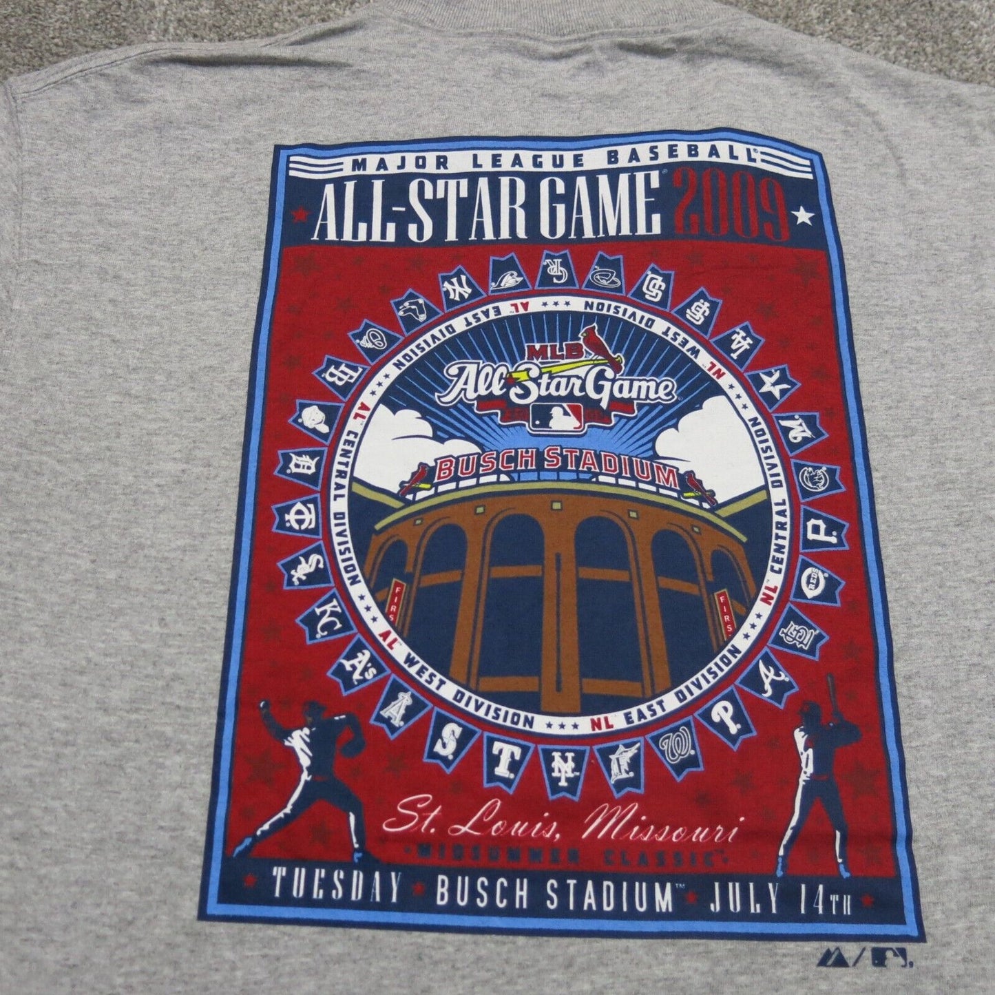 Majestic Tee Mens Heather Gray Large All Star Game Short Sleeve Crew Neck Cotton