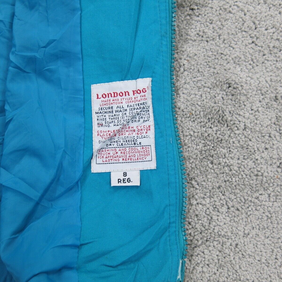 London Fog Womens Hooded Coat Full Zip Long Sleeve Pocket Aqua Blue Size 8 Reg
