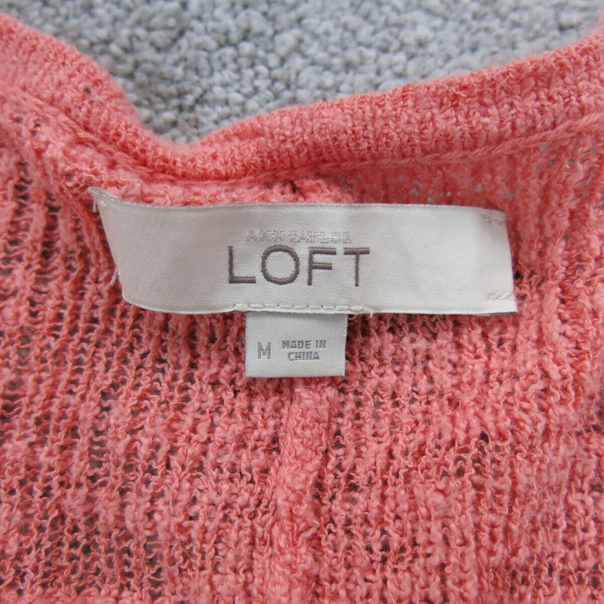 Ann Taylor Loft Womens Pullover Sweater 3/4 Sleeve V Neck Pink Orange SZ Medium