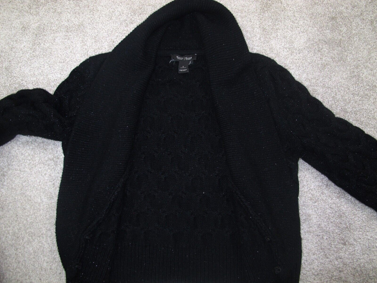 White House Black Market Womens Cardigan Sweater Long Sleeves Black Size Large
