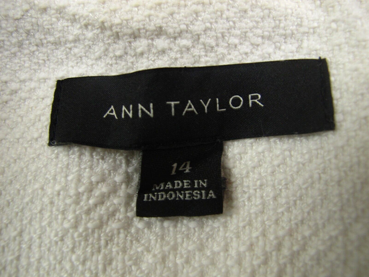 ANN Taylor Womens Blazer Coat Single Breasted Long Sleeves Pockets White Size 14