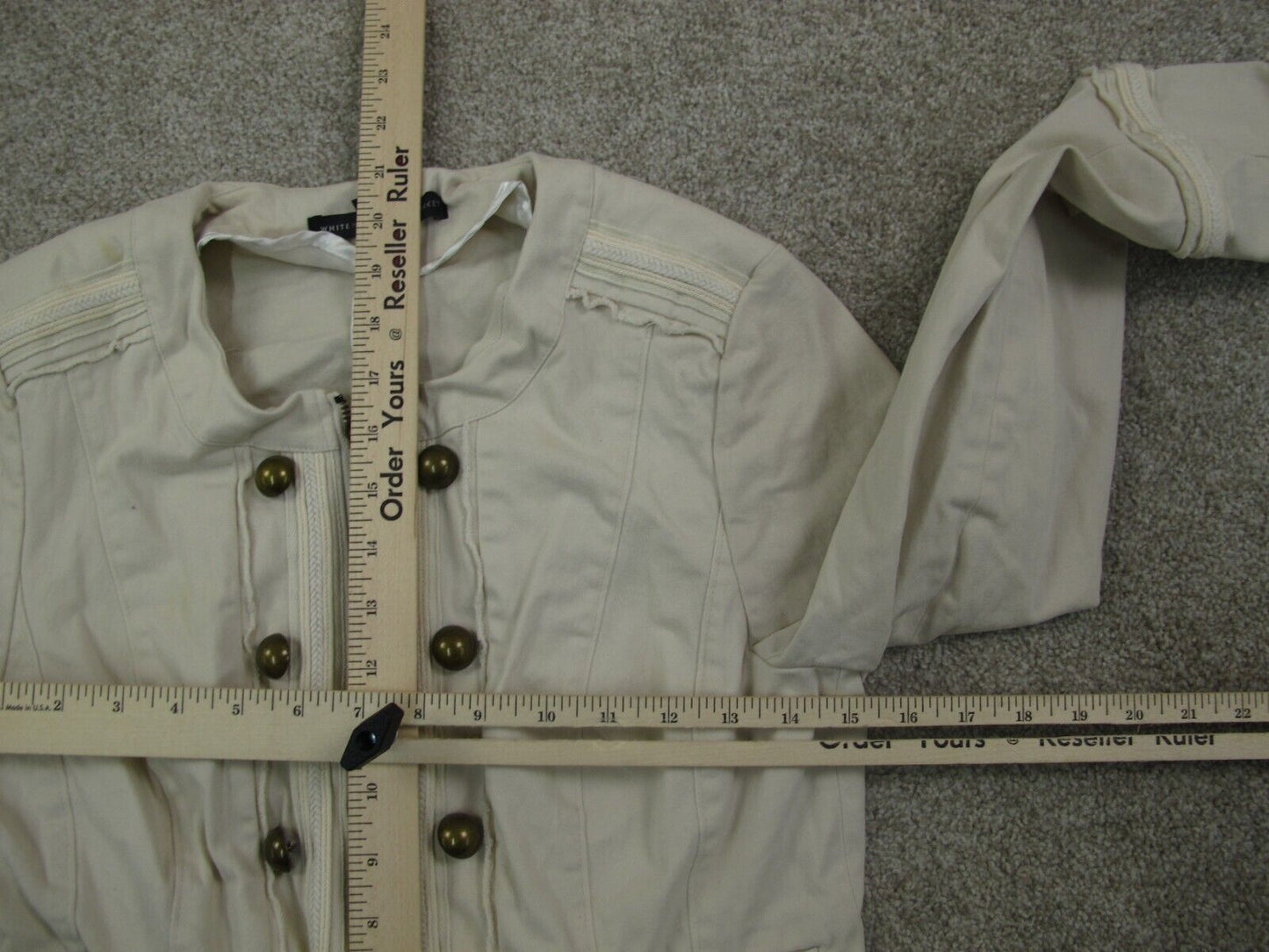 White House Black Market Womens Shirt Jacket Full Zip Up Pockets Ivory Size 8