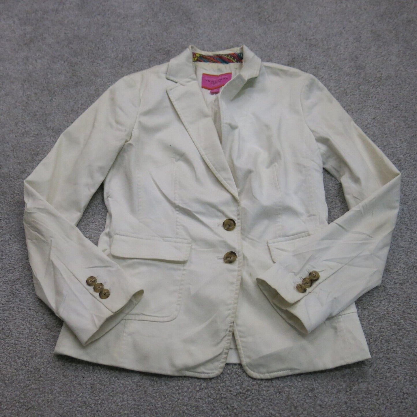 Banana Republic Womens Blazer Coat Single Breasted Long Sleeve White Size 0P