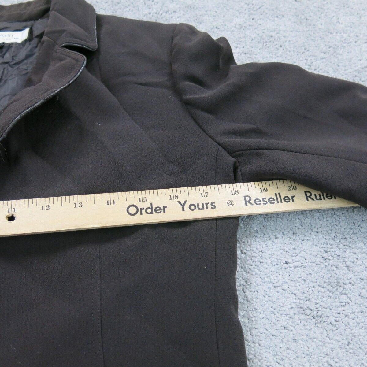 Tahari Womens Blazer Coat Single Breasted Long Sleeve Pockets Black Size 8