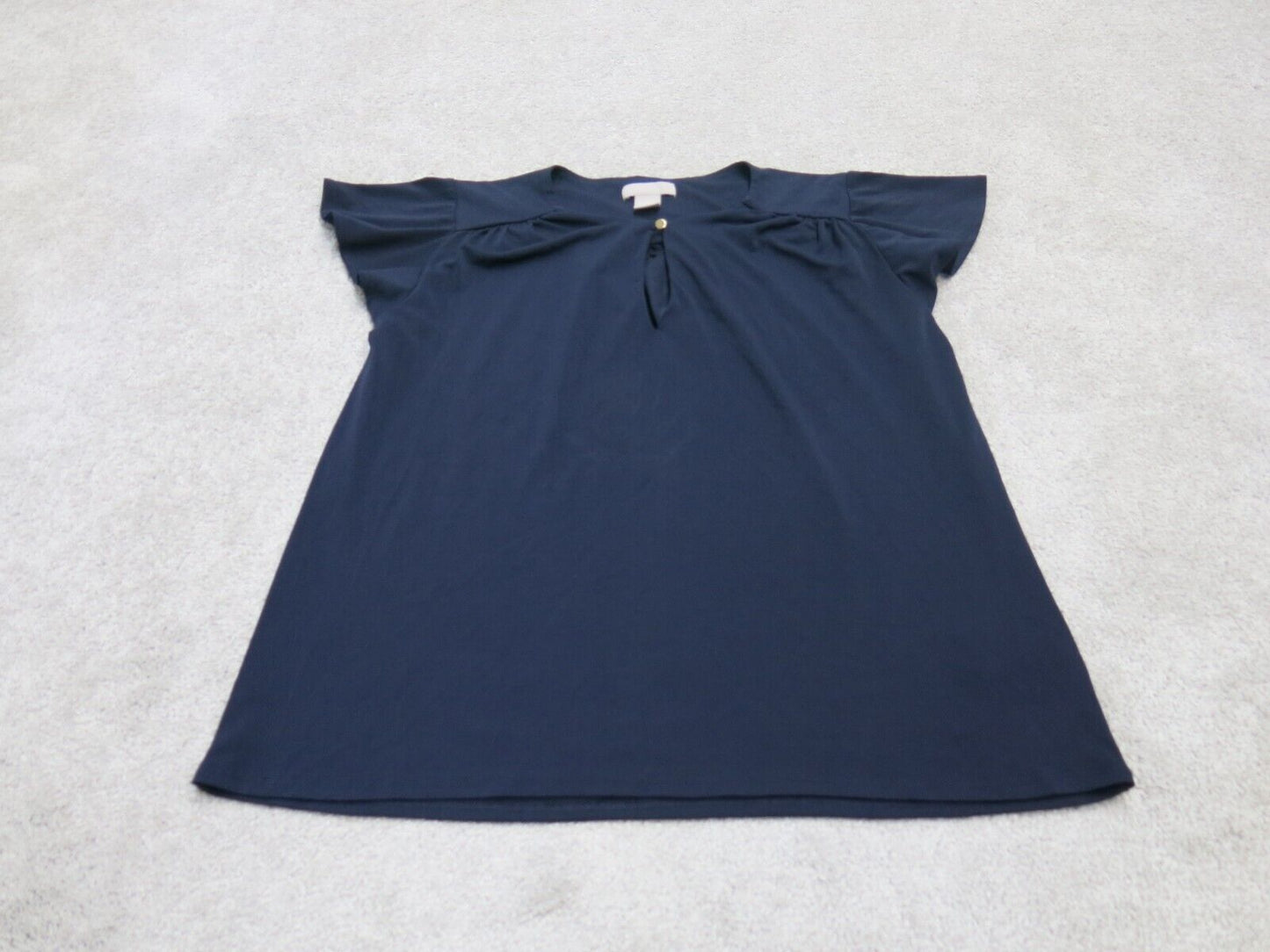 H&M Womens Pullover Blouse Top Short Sleeve Boat Neck Blue Size Small