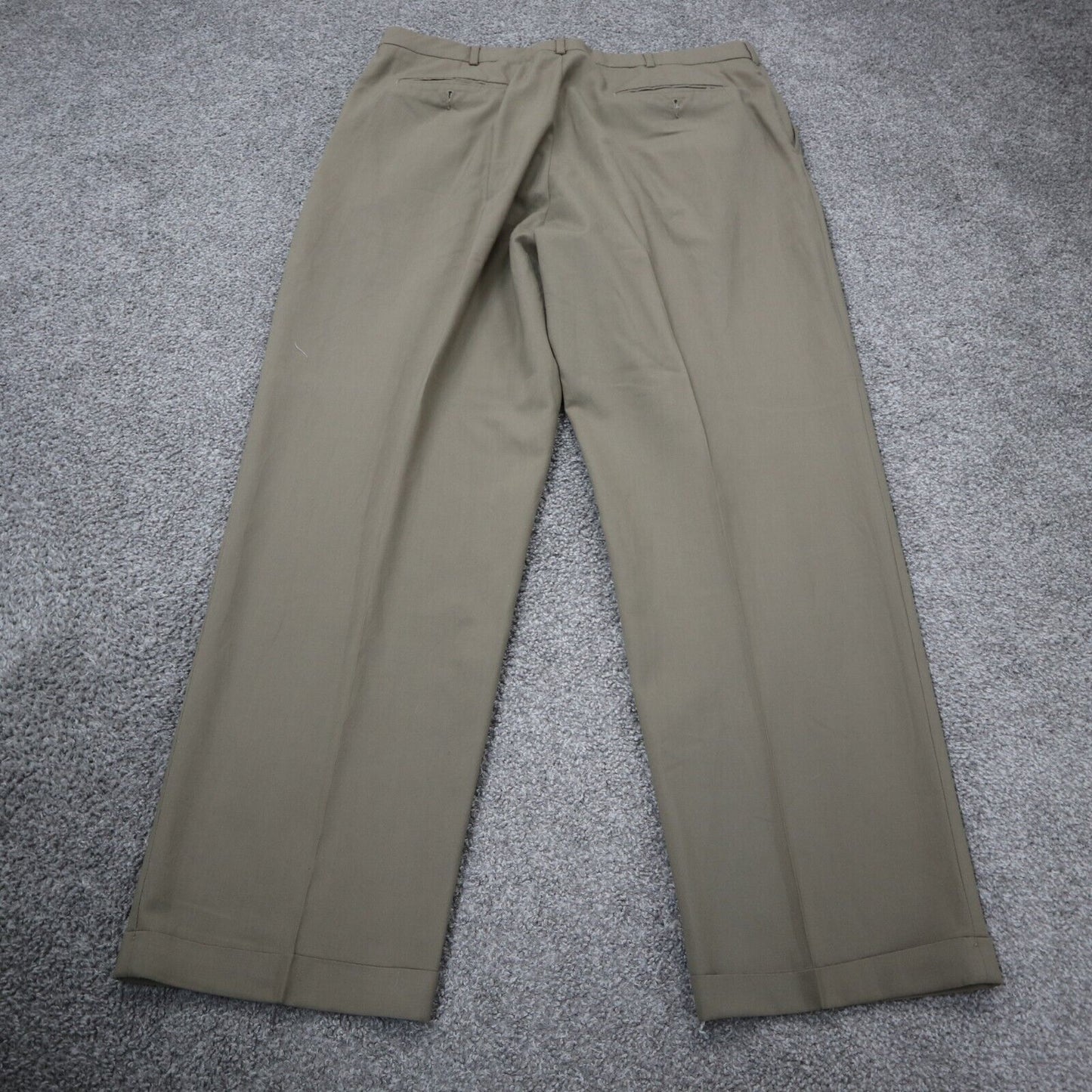 Lands End Mens Pants Dress Straight Leg 100% Wool High Rise Beige Size 38 Long