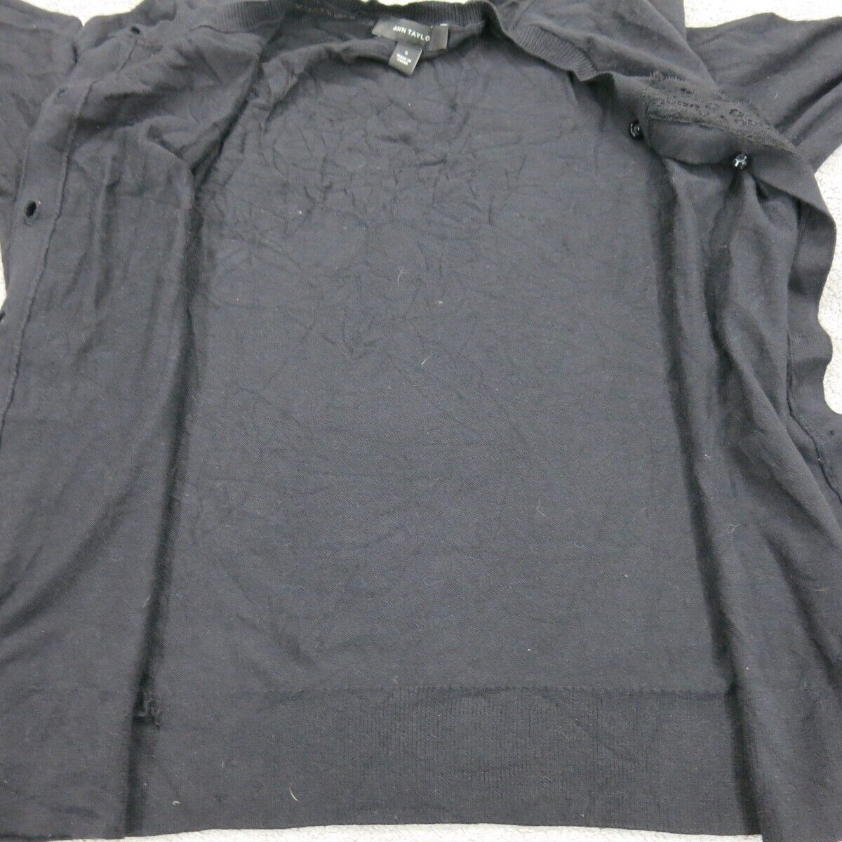 Ann Taylor Womens Cardigan Sweater Knitted Front Button Long Sleeve Black Size S