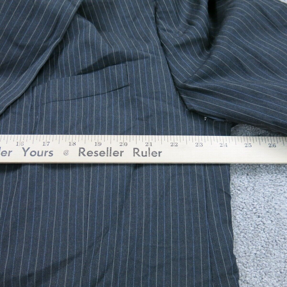 Vintage Mens Blazer Coat Striped Single Breasted Long Sleeve Black Size 50XL