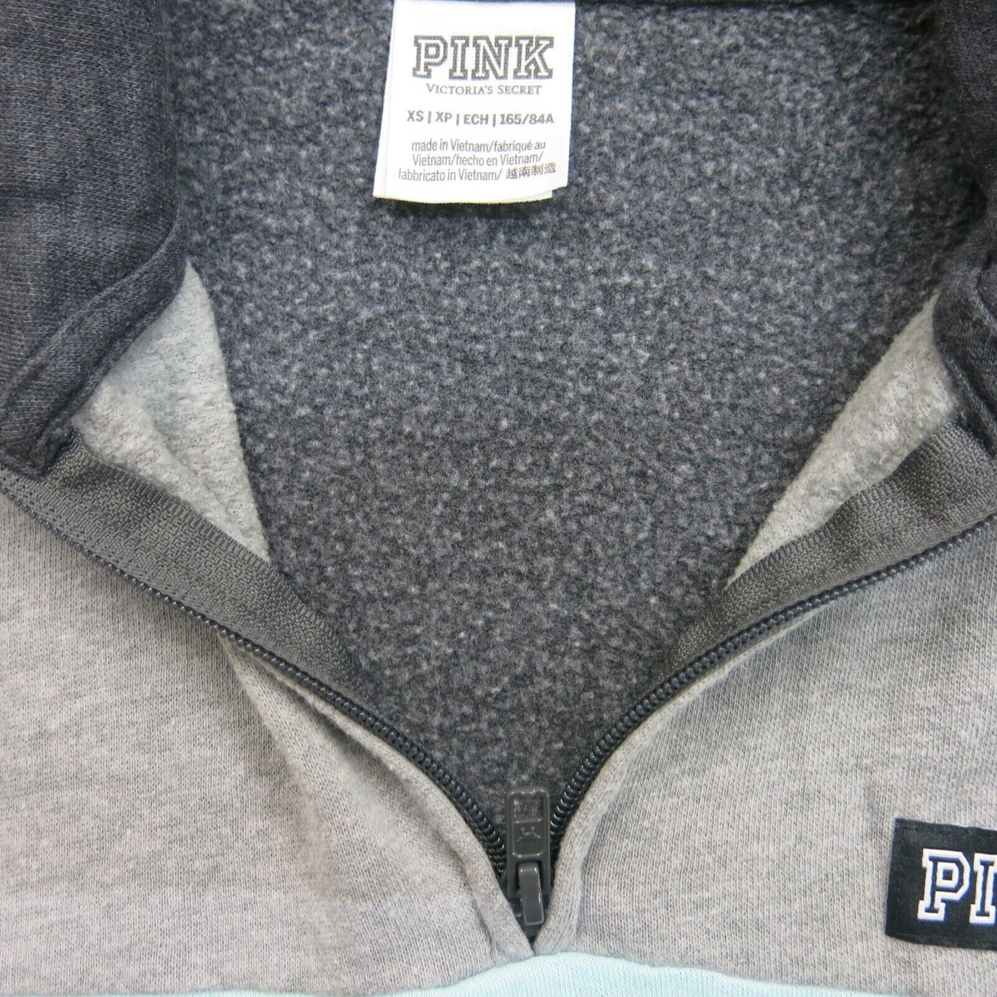 Victorias Secret Women Sweatshirt 1/4 Zip Sweater Pockets Mock Neck Black SZ XS