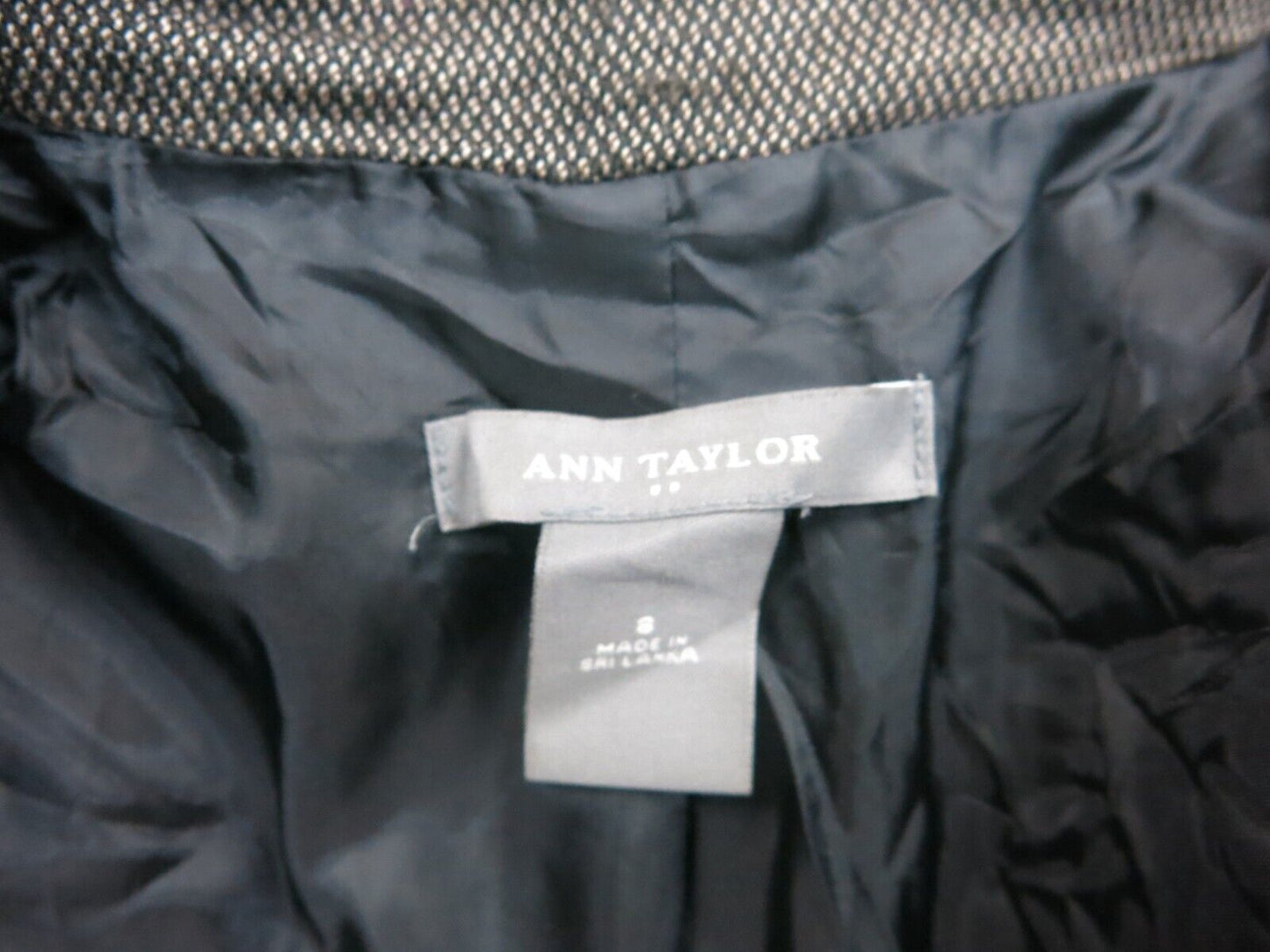 ANN Taylor Womens Blazer Coat Long Sleeves Solid Ivory Black Size 8