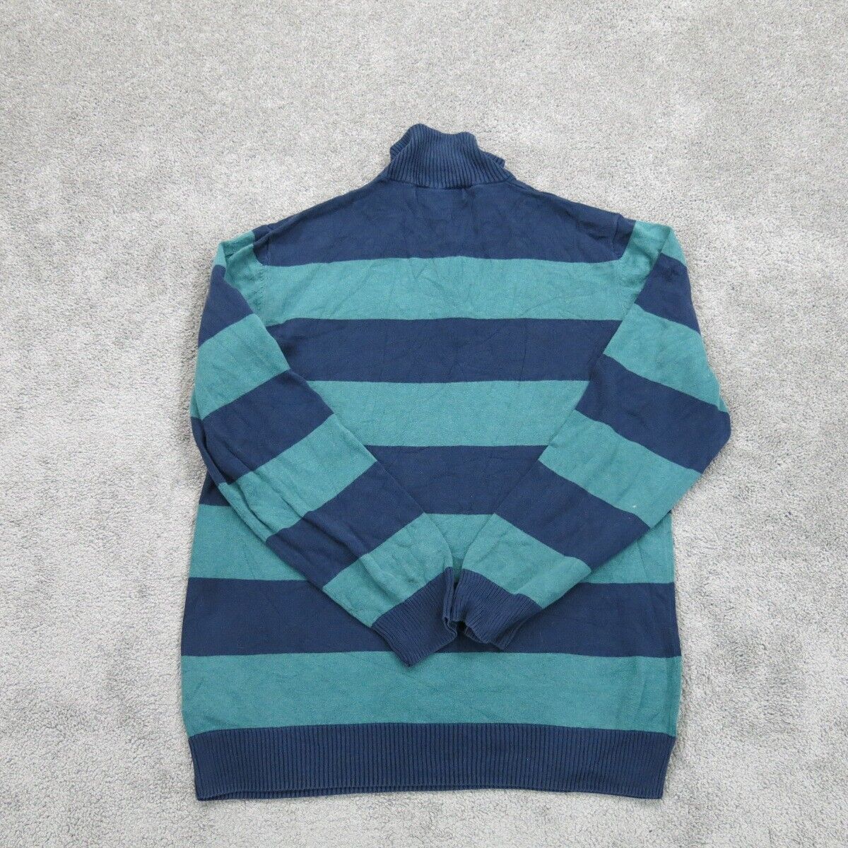 Old Navy Womens Sweater 1/4 Zip Knitted Mock Neck Long Sleeves Blue Green SZ M