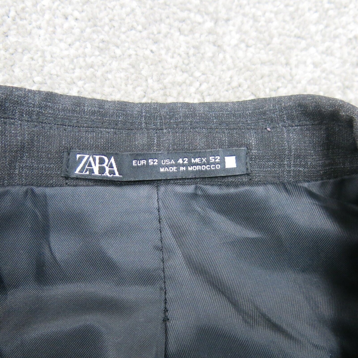 Zara Men Blazer Coat Slim Fit Single Breasted Long Sleeves Pocket Black Size 42