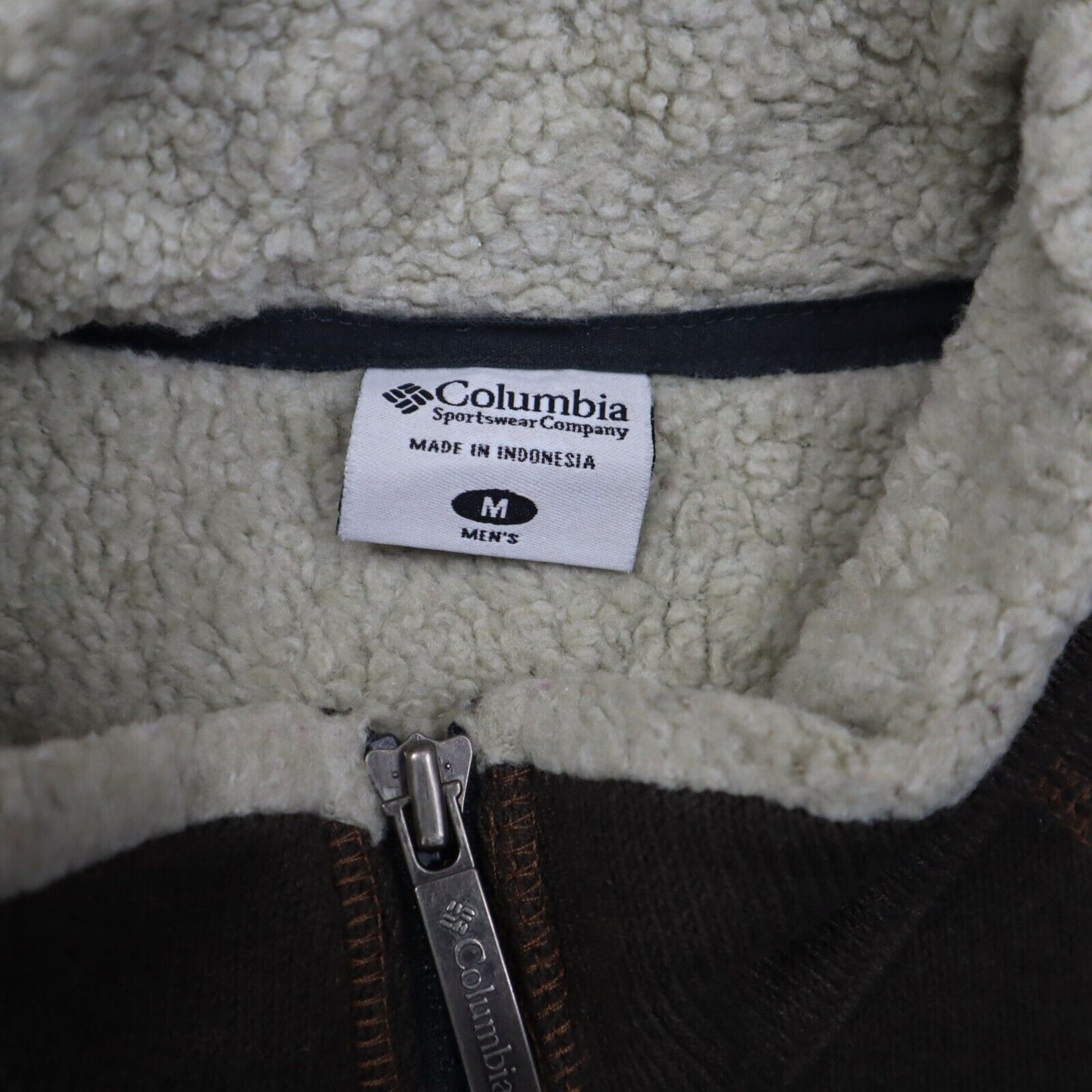 Columbia Mens 3/4 Zip Up Sweatshirt Jacket Casual Long Sleeves Brown Size Medium