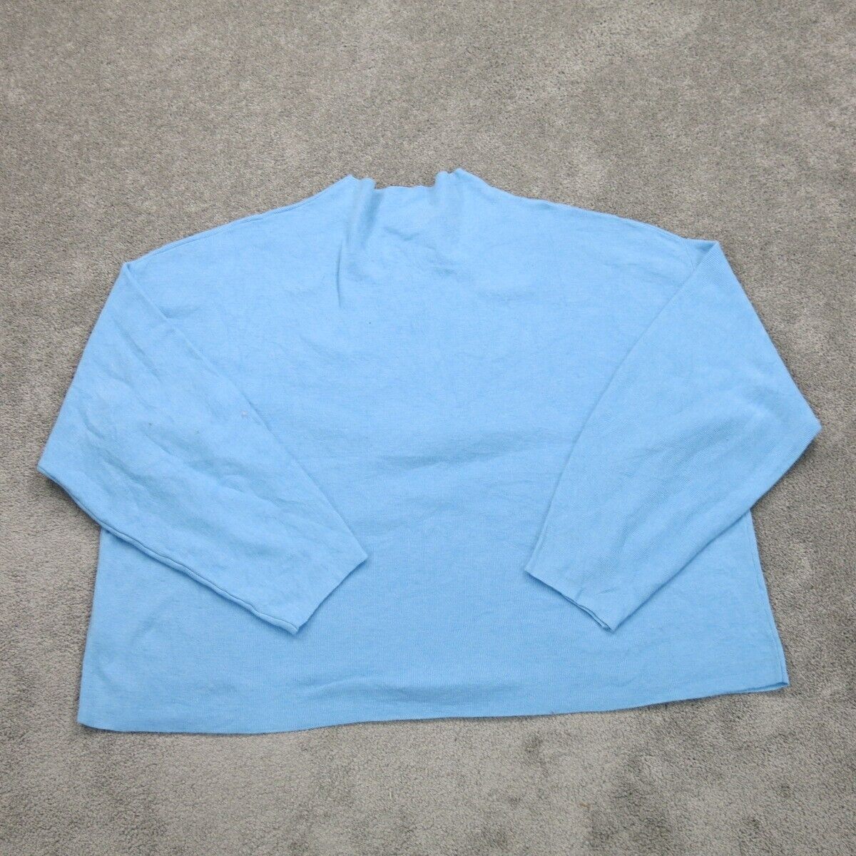H&M Womens Pullover Sweater Knitted Mock Neck Long Sleeves Light Blue SZ X Large