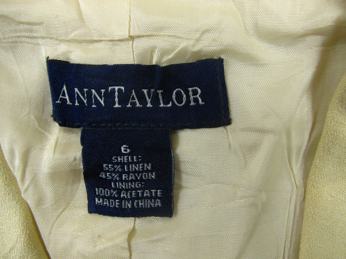 Ann Taylor Womens Blazer Coat Single Breasted Long Sleeves Light Yellow Size 6