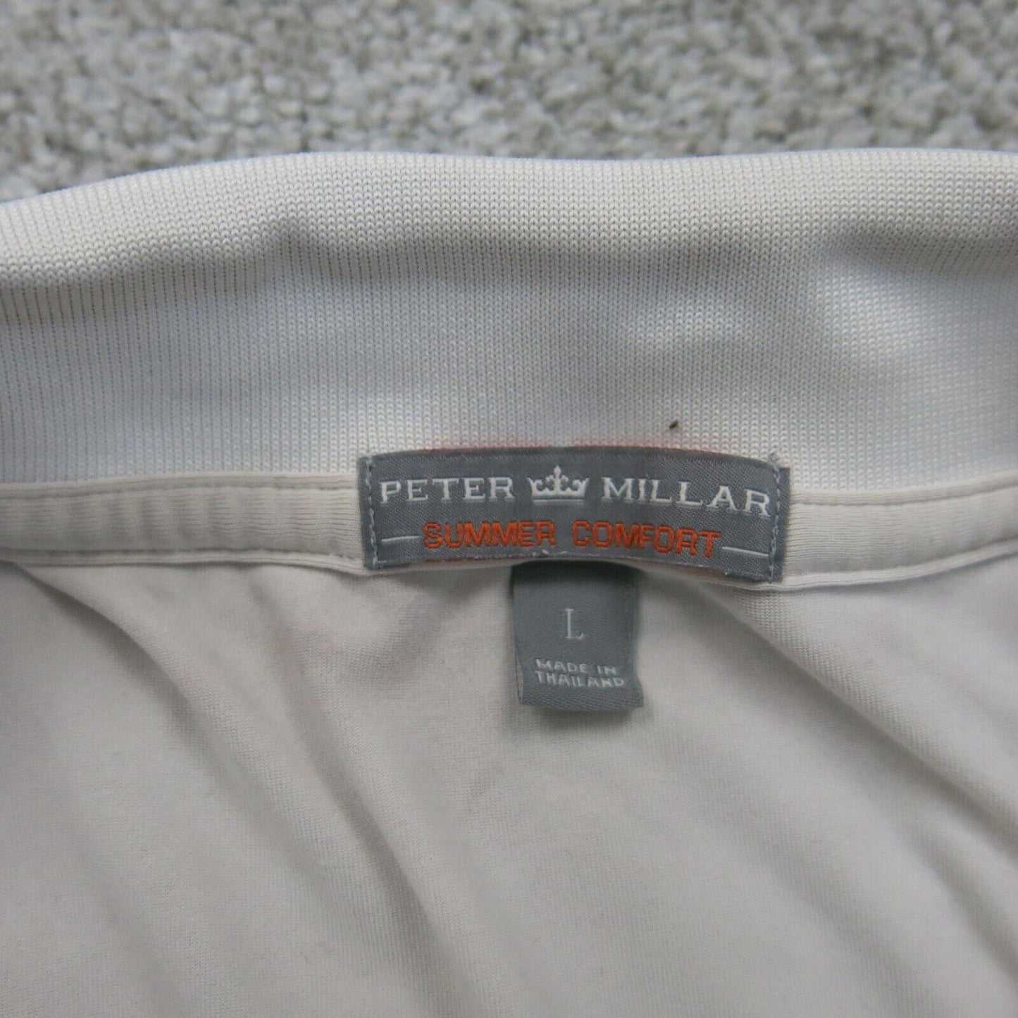 Peter Millar Mens Polo Shirt Short Sleeves High Low Side Slit White Size Large