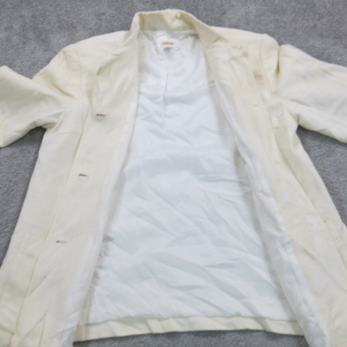 Talbots Womens Button Up Shirt Jacket Long Sleeves Front Pockets Ivory Size 10