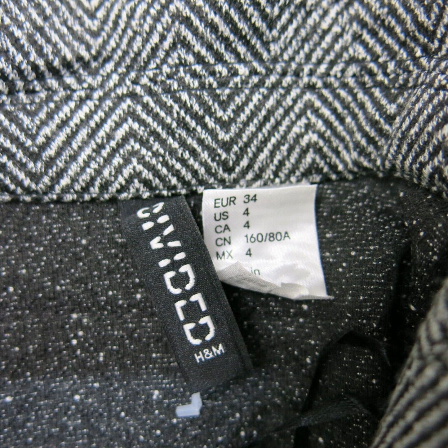 H&M Womens Tweed Blazer Long Jacket Open Front Long Sleeves Dark Gray Size 4