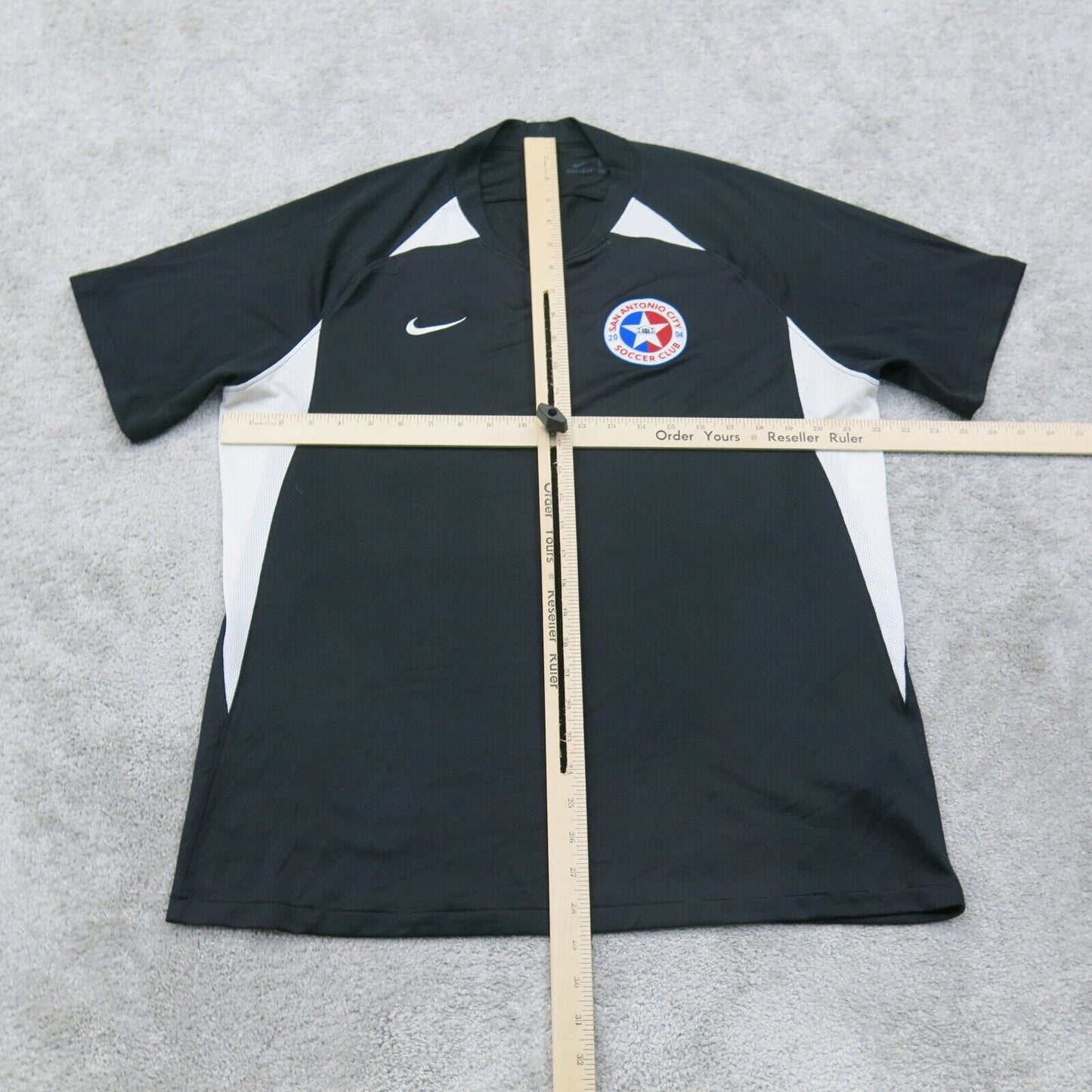 Nike Dri Fit Mens T Shirt Sports Soccer Club Crew Neck Short Sleeves Black SZ XL